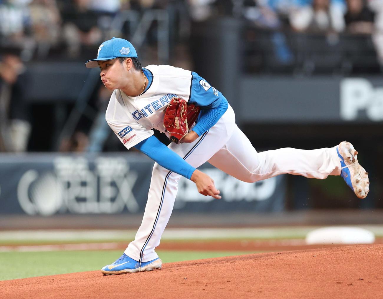 日本ハム対楽天　日本ハム先発の孫易磊（撮影・黒川智章）