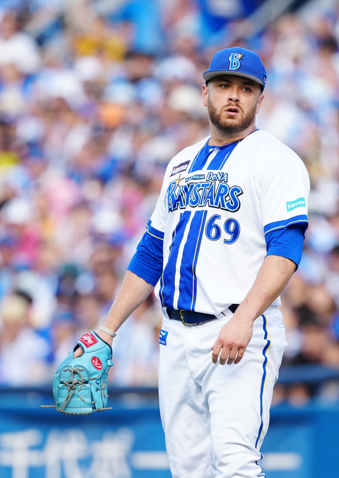 DeNA対阪神　5回表阪神2死満塁、前川に適時打を浴びたケイ（撮影・江口和貴）