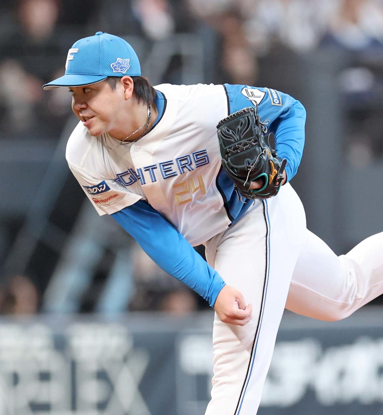 日本ハム対楽天　3回表、2番手で登板の金村（撮影・黒川智章）