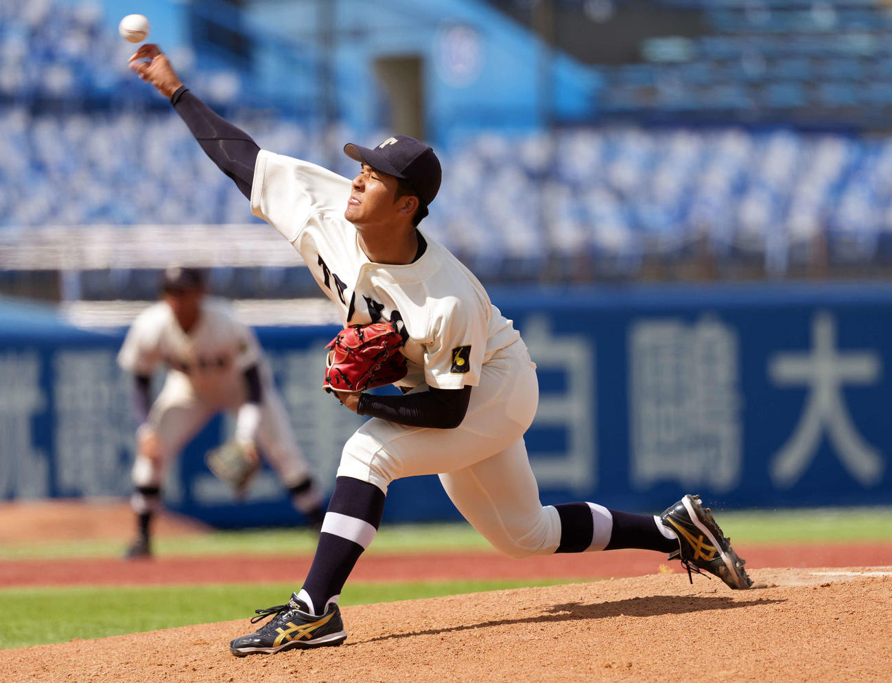 東洋大対国学院大　先発の東洋大・島田（撮影・小島史椰）