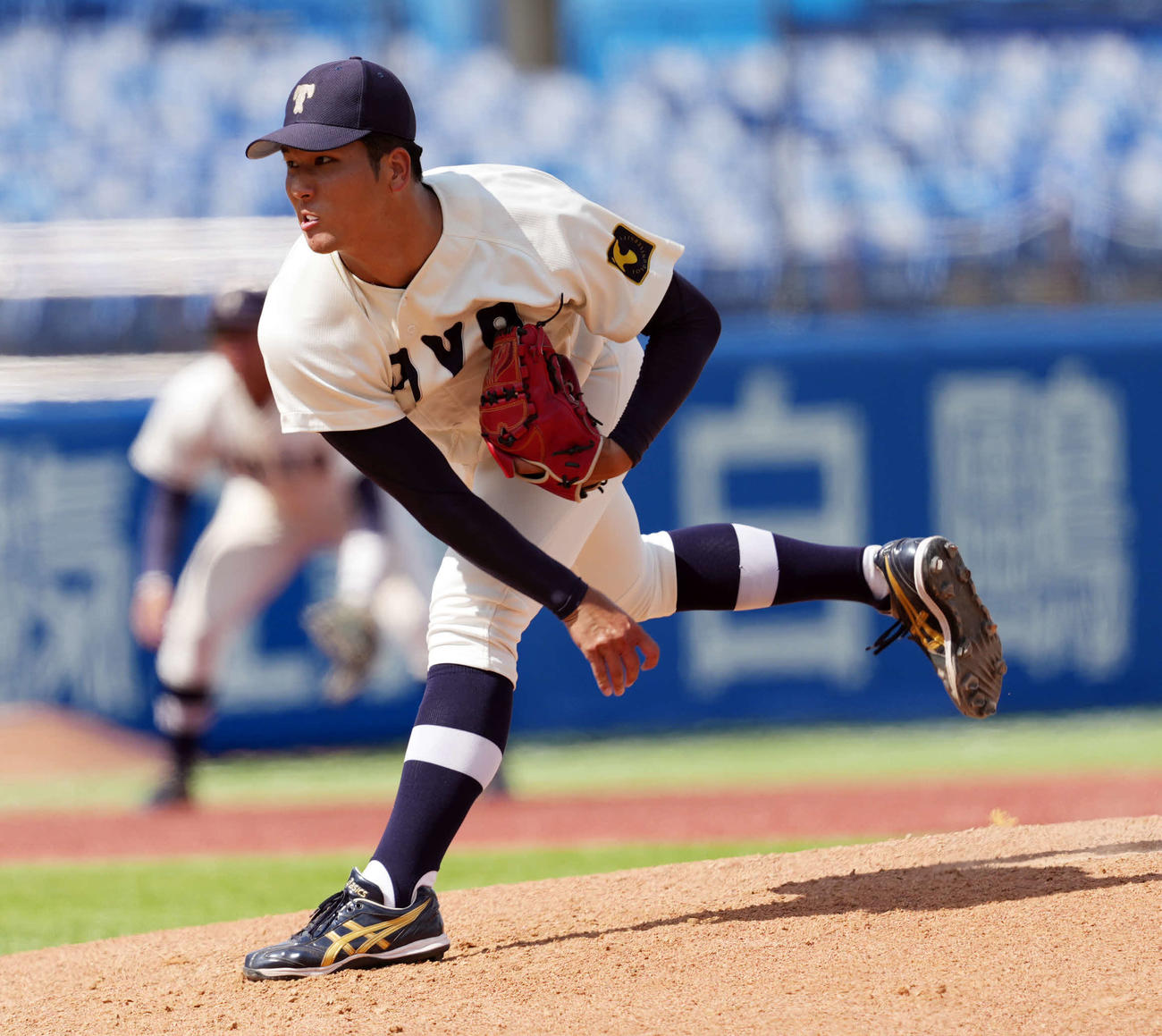 東洋大対国学院大　先発の東洋大・島田（撮影・小島史椰）