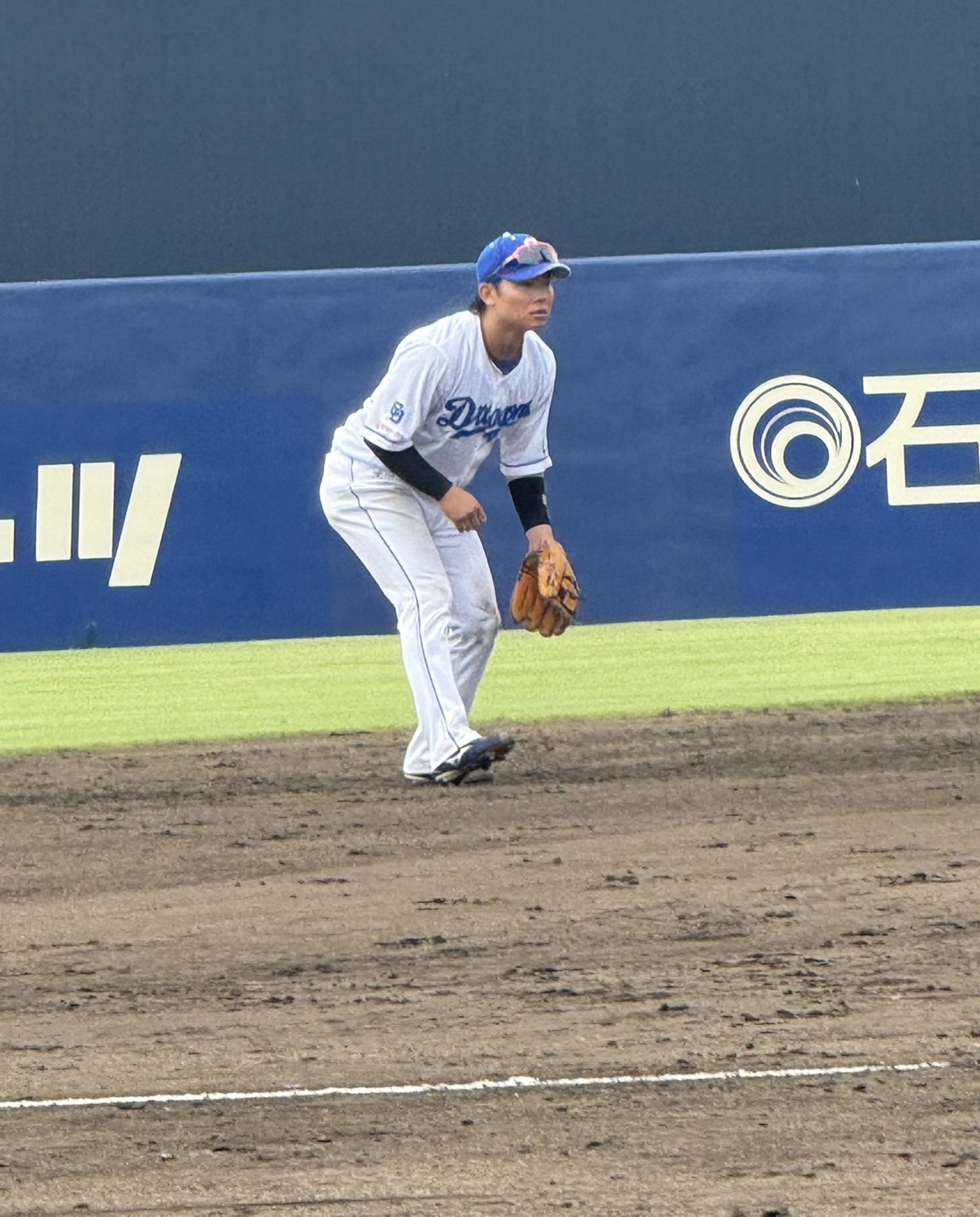 ウエスタンリーグ　中日対くふうハヤテ　中日村松は9回、遊撃を守る