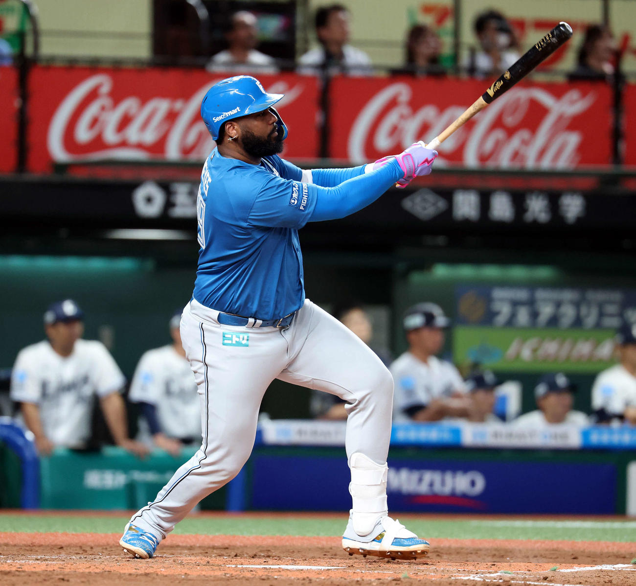 西武対日本ハム　3回表日本ハム2死二塁、レイエスは中適時打を放つ（撮影・浅見桂子）