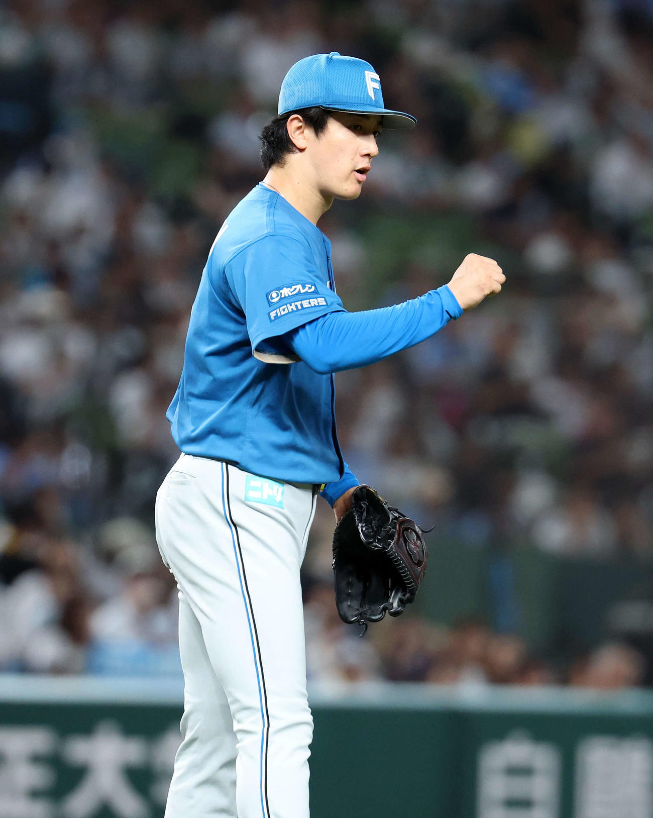 西武対日本ハム　5回裏西武1死、元山を遊ゴロに仕留めグータッチする北山（撮影・浅見桂子）