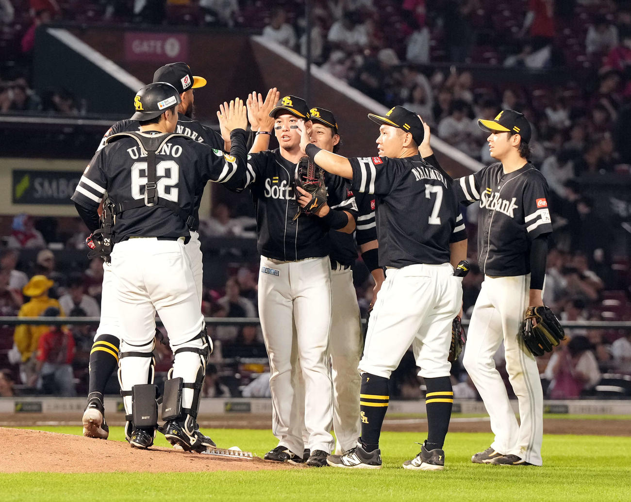 楽天対ソフトバンク　楽天に勝利し、優勝マジックを2としたソフトバンク（撮影・たえ見朱実）