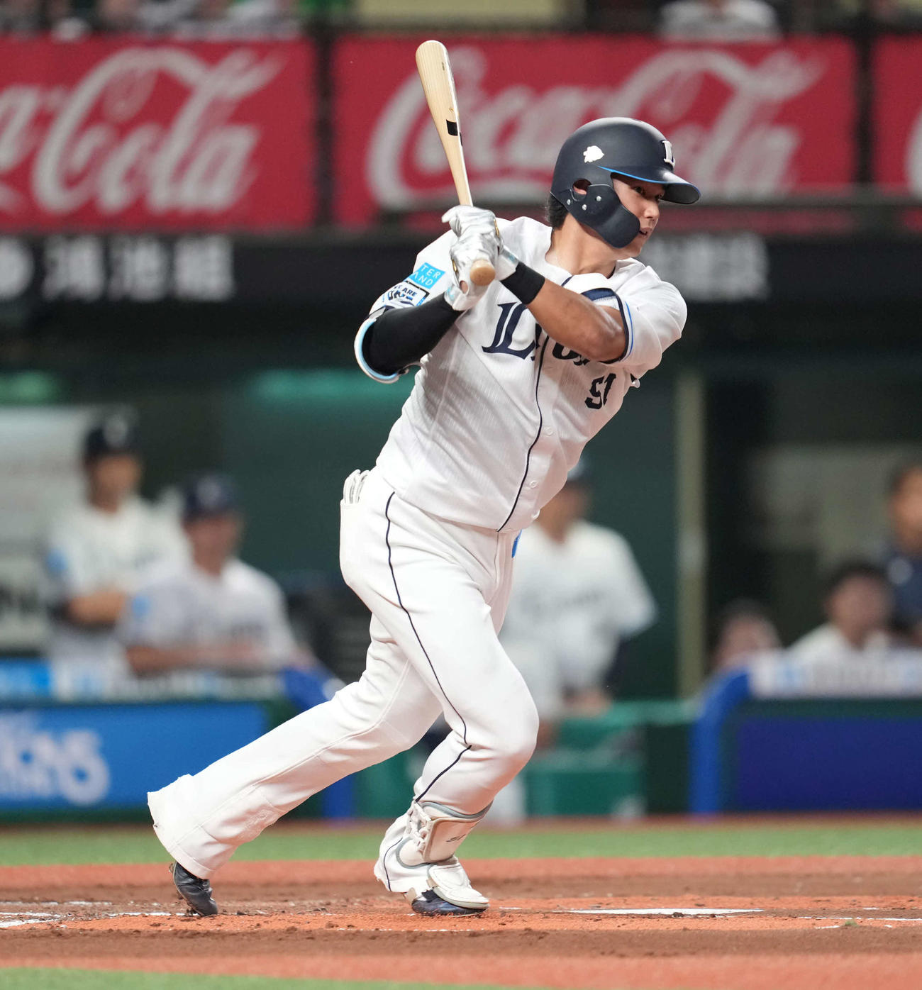 西武対日本ハム　1回裏西武無死、三塁打を放つ西川（撮影・井上学）