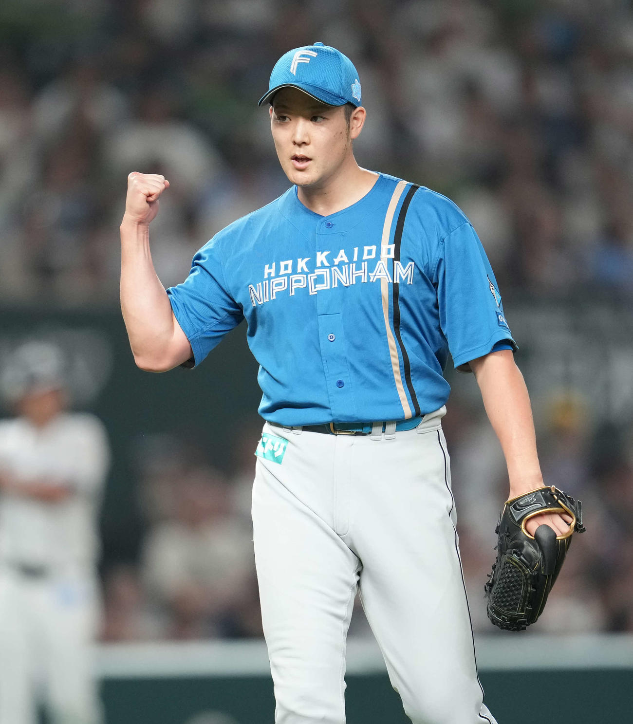 西武対日本ハム　8回を終えた日本ハム斎藤（撮影・井上学）