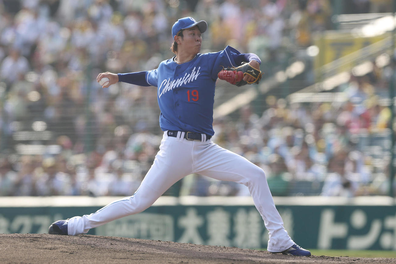 阪神対中日　力投する中日先発の高橋宏（撮影・前田充）