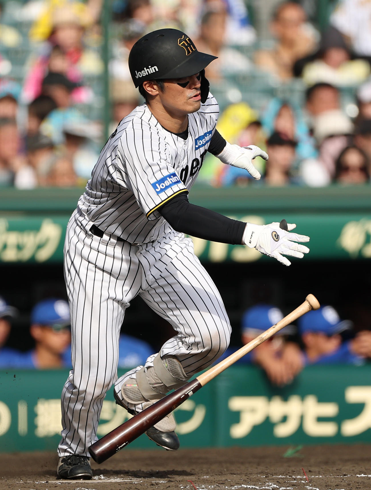 阪神対中日　4回裏阪神2死一塁、坂本は中前打を放つ（撮影・上田博志）