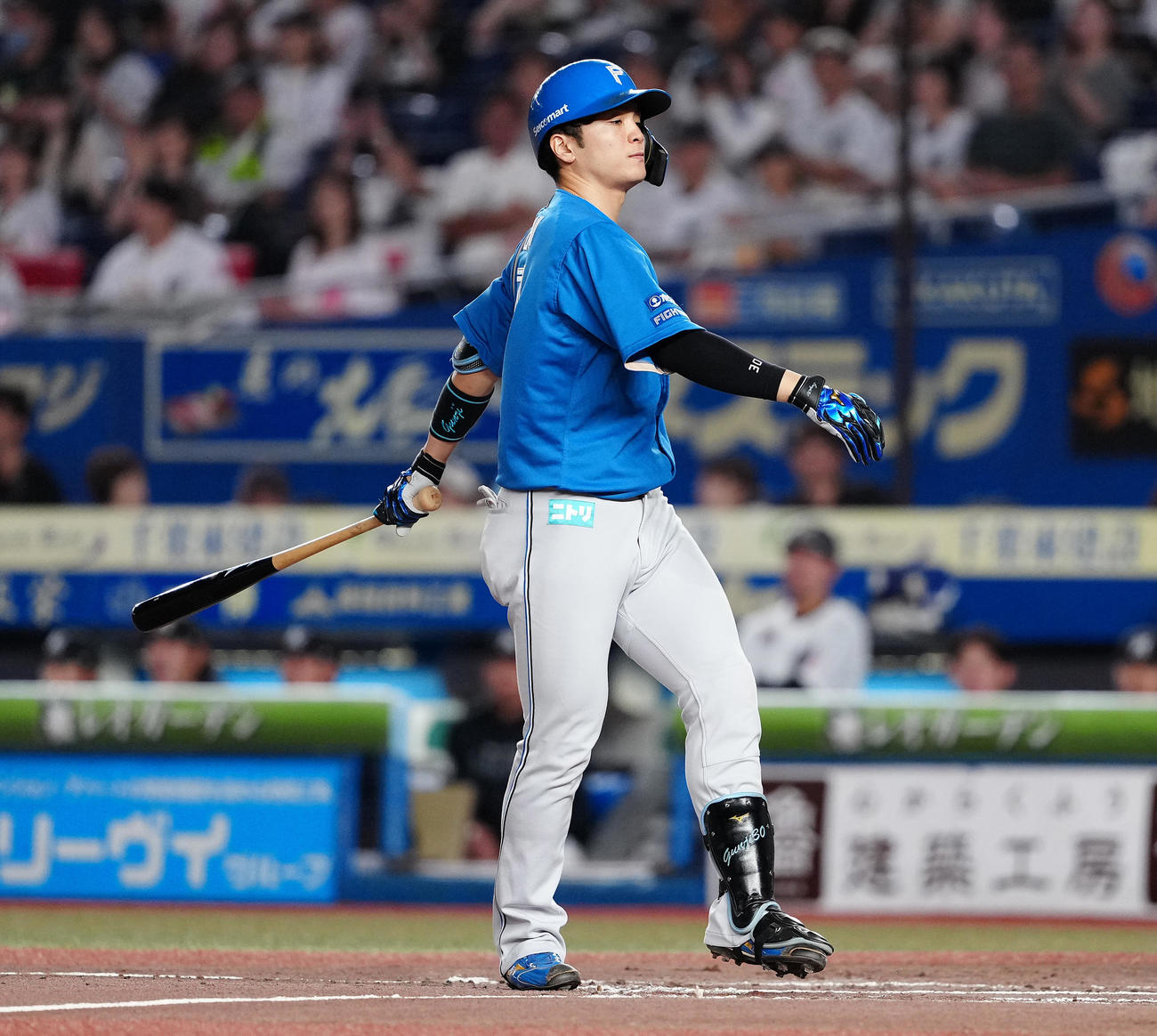 ロッテ対日本ハム　2回表日本ハム無死、空振り三振に倒れる郡司（撮影・鈴木みどり）