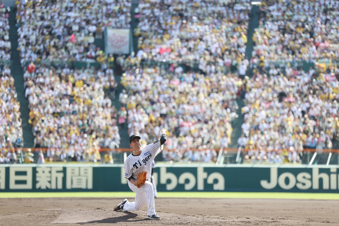 阪神対中日　力投する阪神先発の大竹（撮影・前田充）