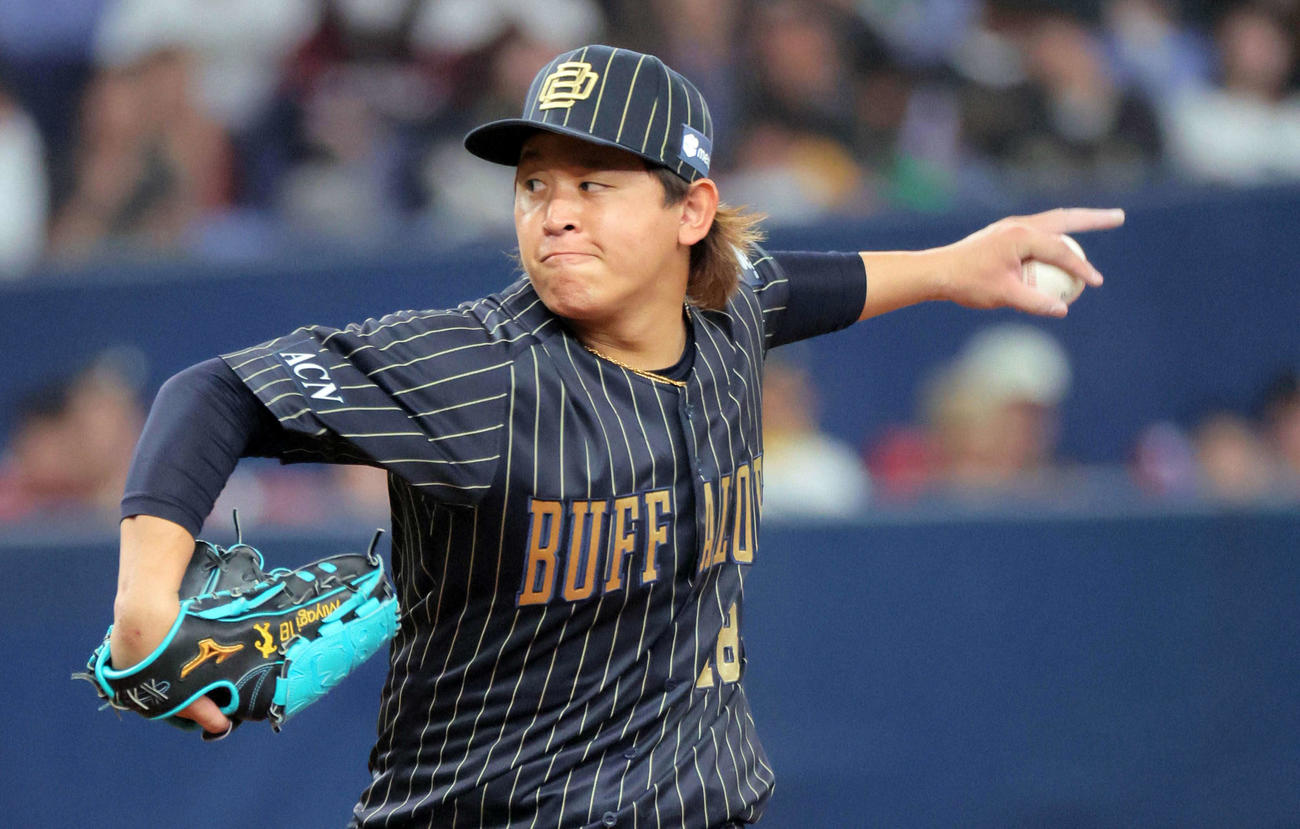 オリックス対楽天　オリックス先発の宮城は5回1失点で交代となる（撮影・宮崎幸一）