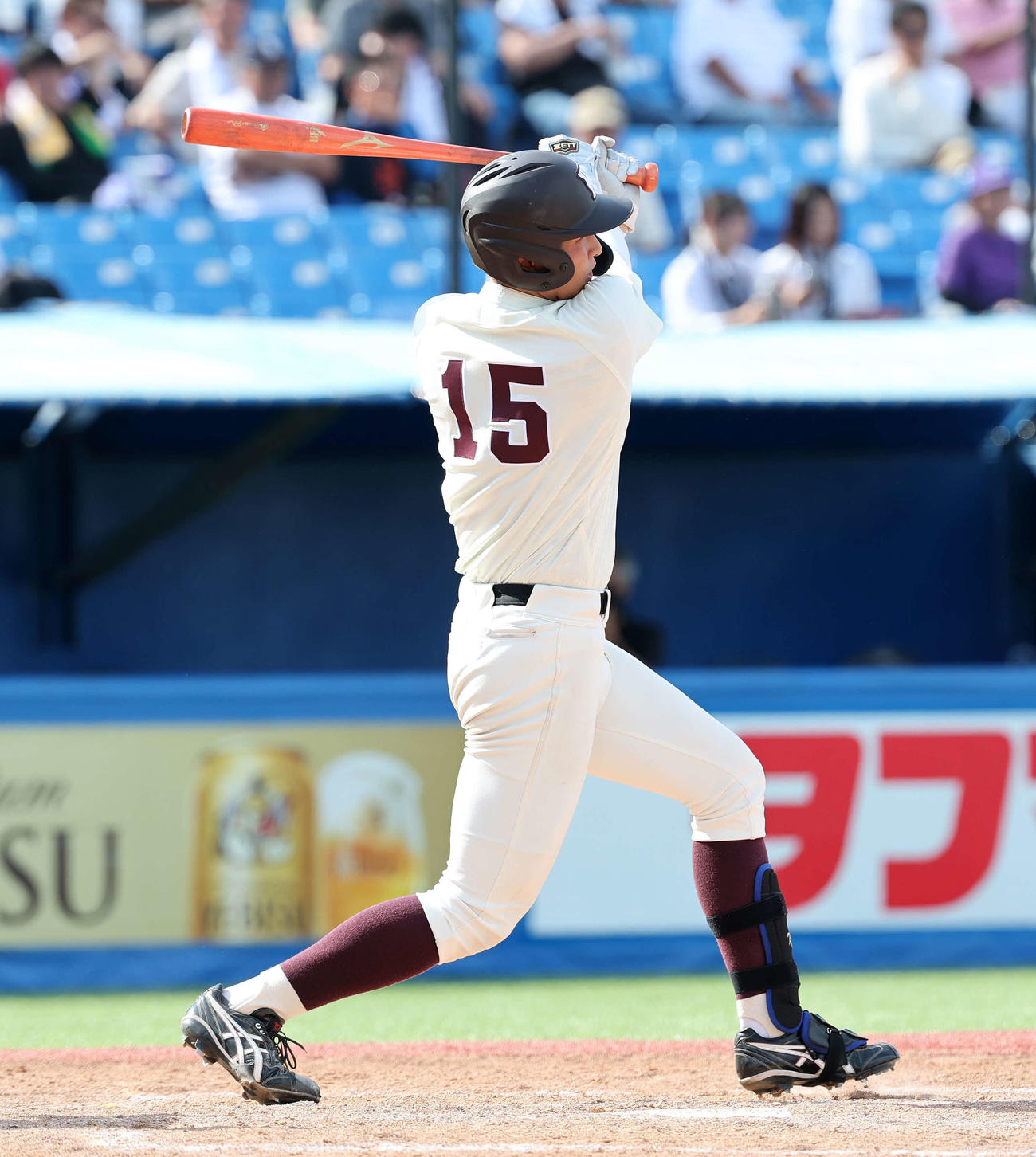 立大対早大　4回裏早大2死一、二塁、高橋煌は左越え適時二塁打を放つ（撮影・鈴木正人）