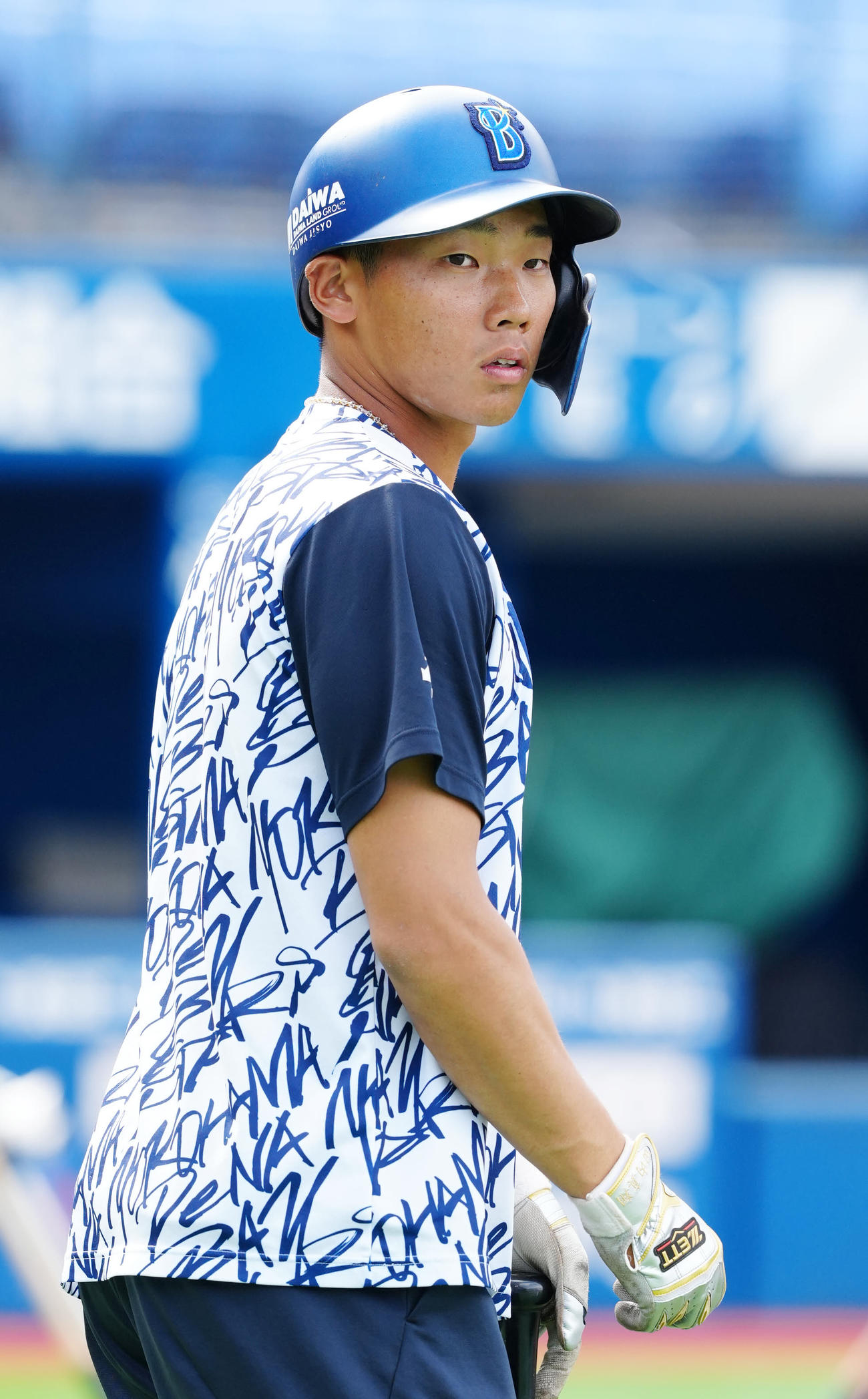 DeNA対ヤクルト　試合前練習に臨むDeNA田内（撮影・江口和貴）