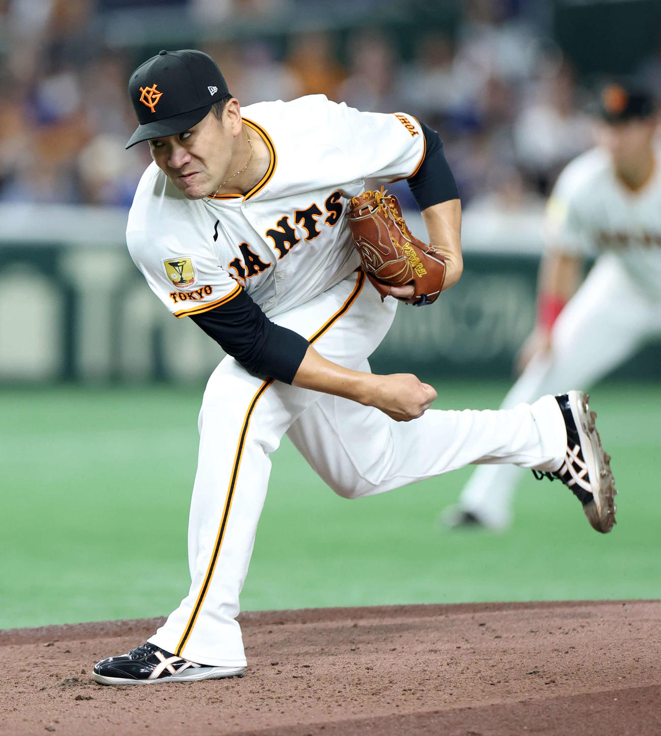 巨人対中日　力投する巨人先発の田中将（撮影・浅見桂子）