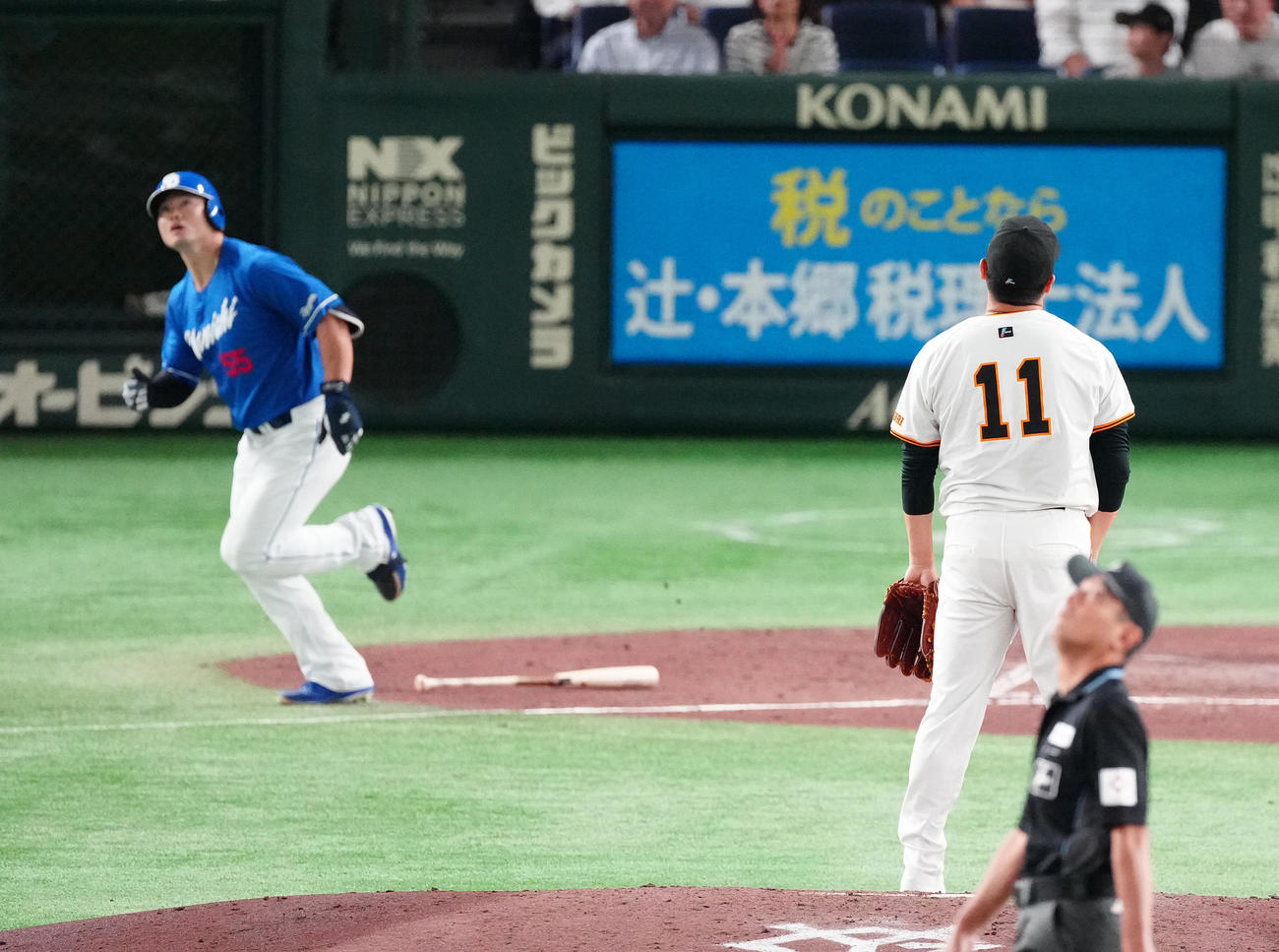 巨人対中日　3回表中日2死一塁、細川に2点本塁打を浴びる田中将（撮影・鈴木みどり）