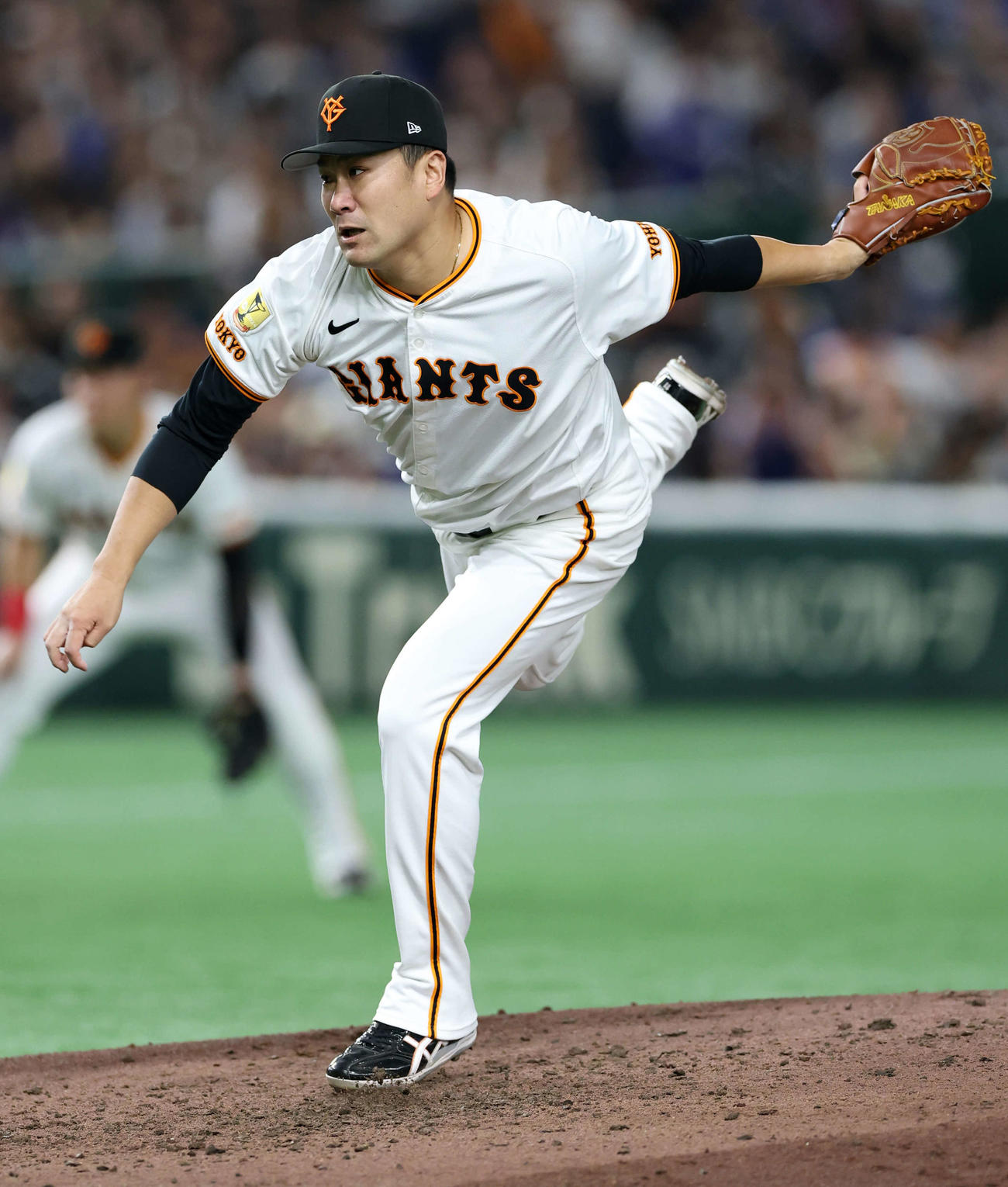 巨人対中日　力投を続ける巨人先発田中将（撮影・浅見桂子）