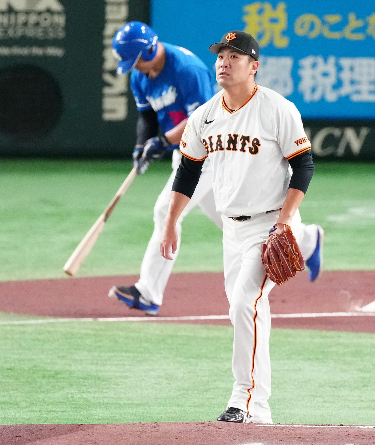 巨人対中日　1回表中日無死一塁、細川を中飛に仕留める田中将（撮影・鈴木みどり）