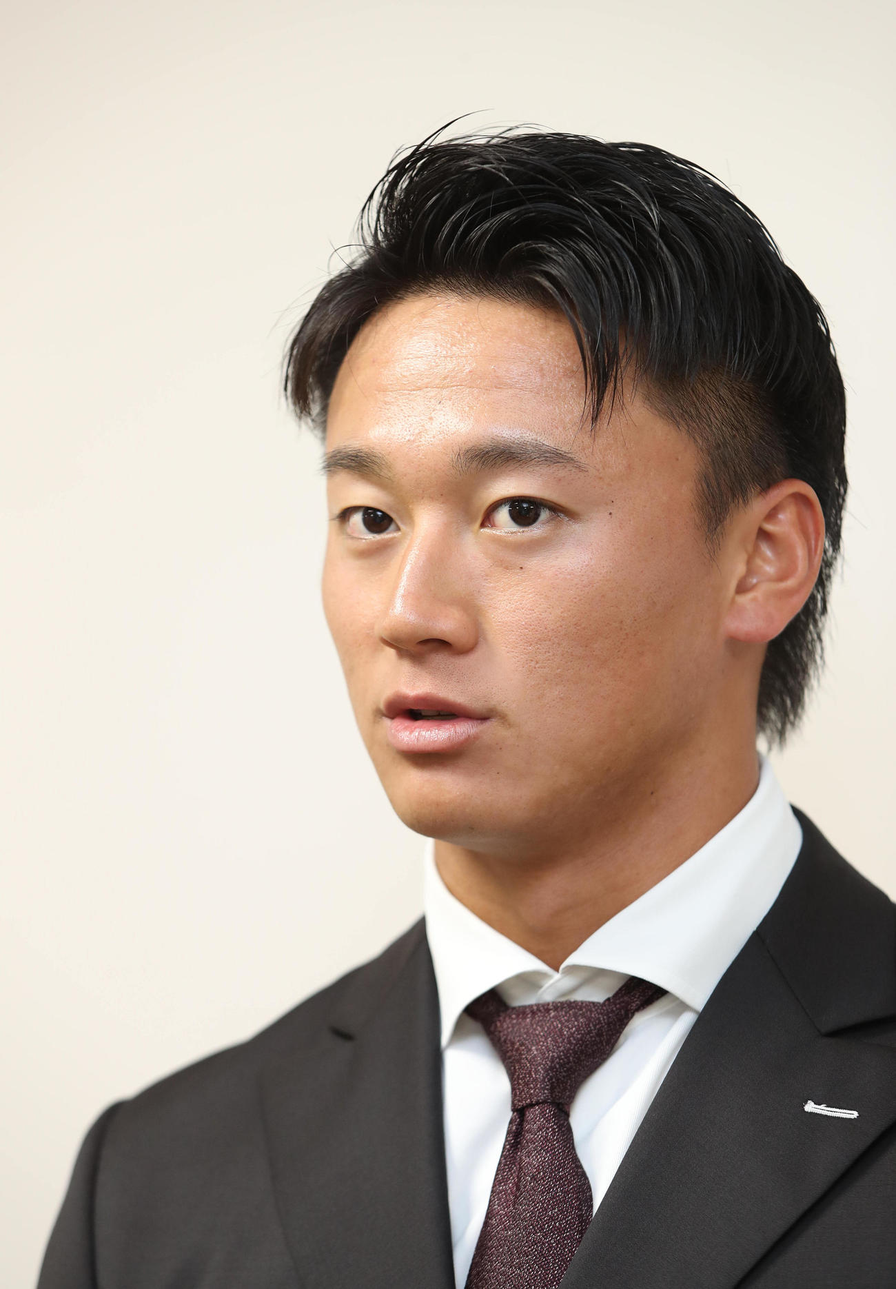 戦力外通告を受け心境を語る阪神森木（撮影・白石智彦）