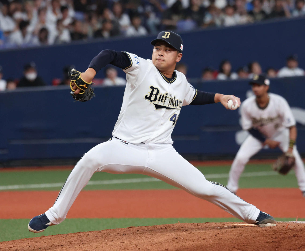 オリックス対西武　オリックス4番手の東松（撮影・西尾就之）