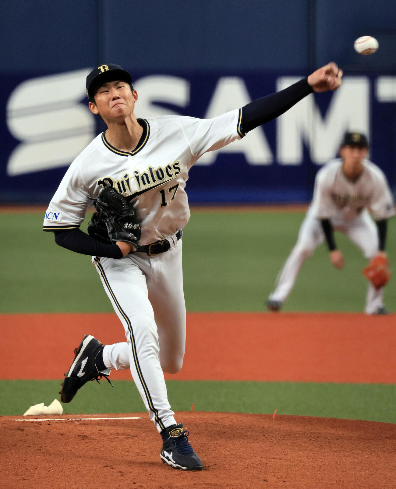 オリックス対西武　オリックス先発の曽谷（撮影・宮崎幸一）