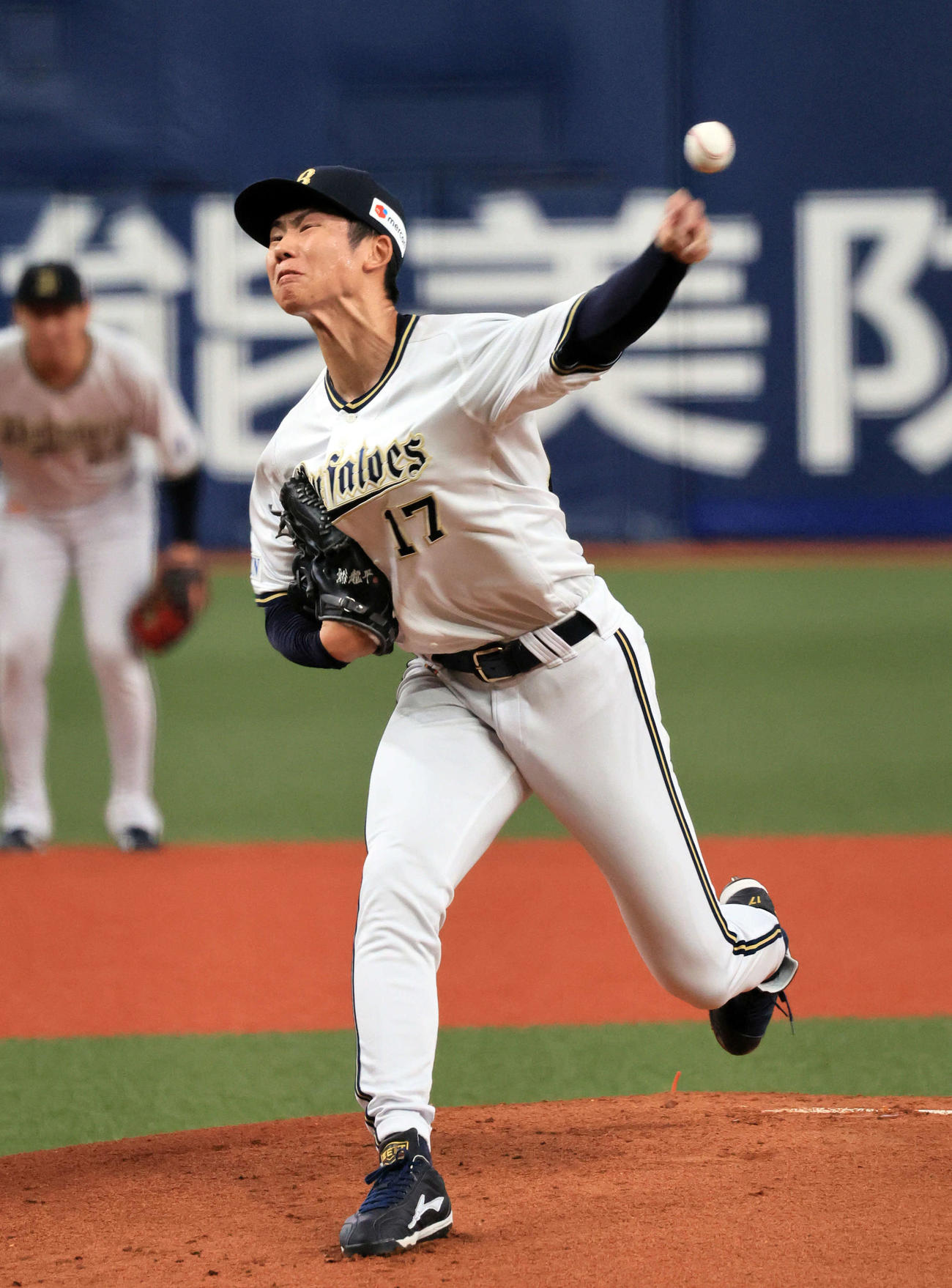 オリックス対西武　オリックス先発の曽谷（撮影・宮崎幸一）