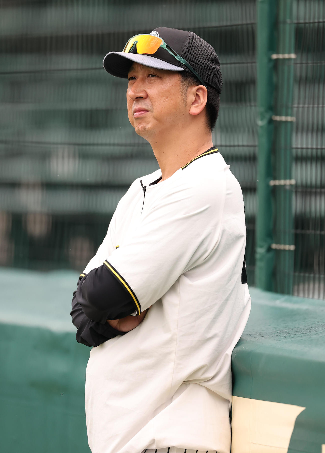 練習を見守る藤川監督（撮影・上田博志）