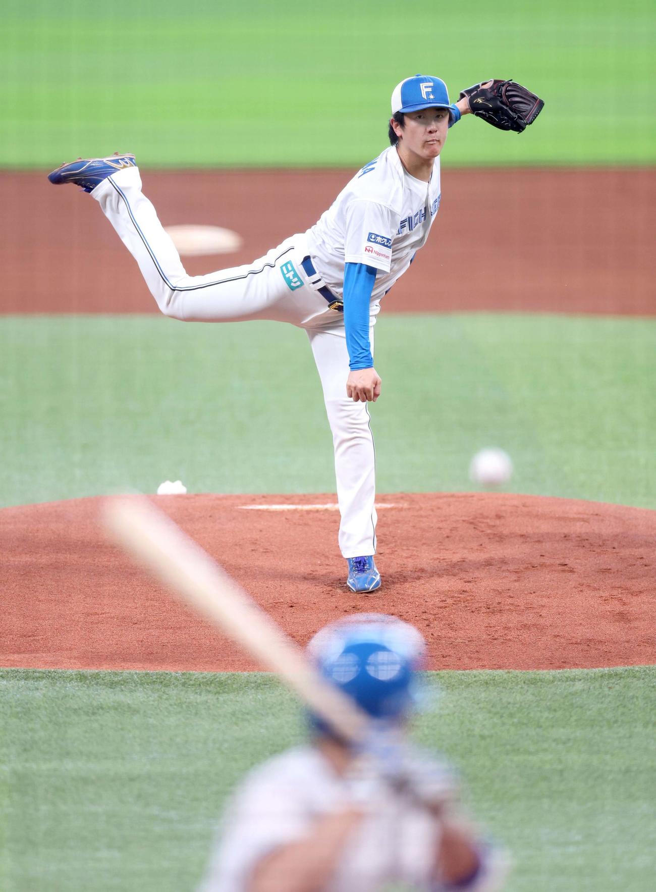 ライブBPを行う日本ハム北山（撮影・黒川智章）