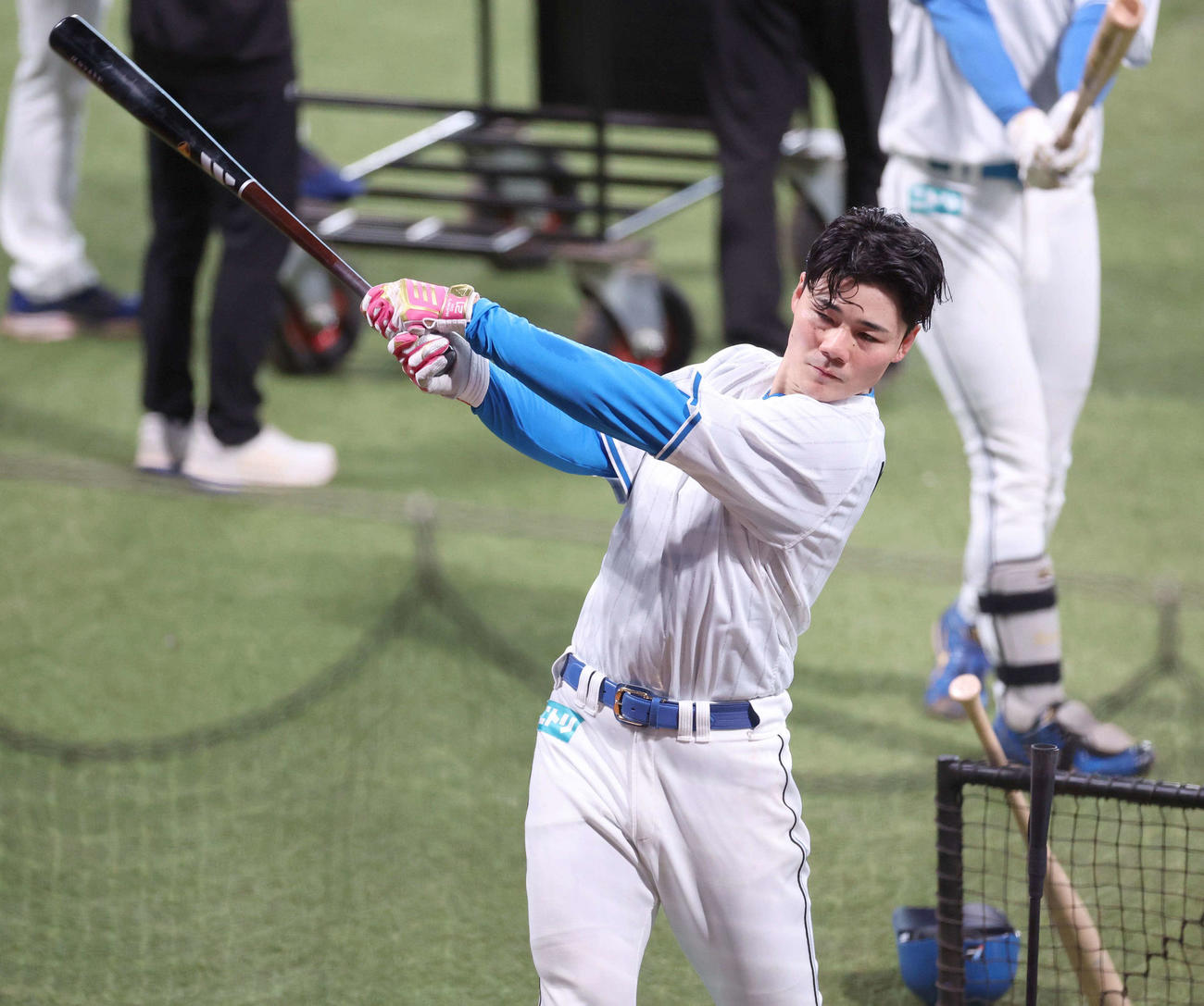 ティー打撃する日本ハム清宮幸（撮影・黒川智章）