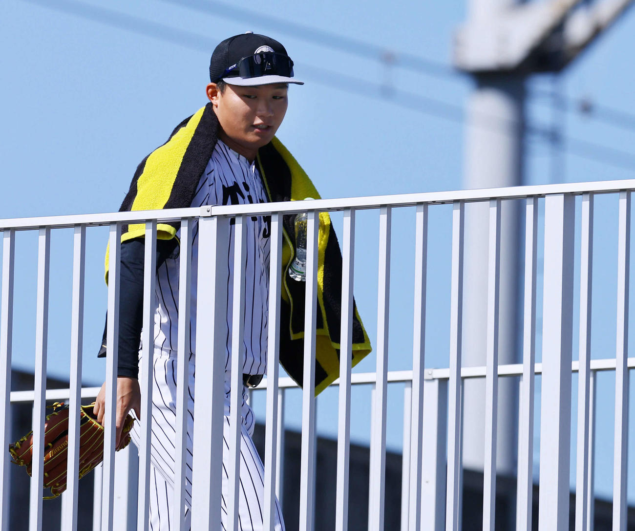 球場に移動する阪神森下（撮影・藤尾明華）