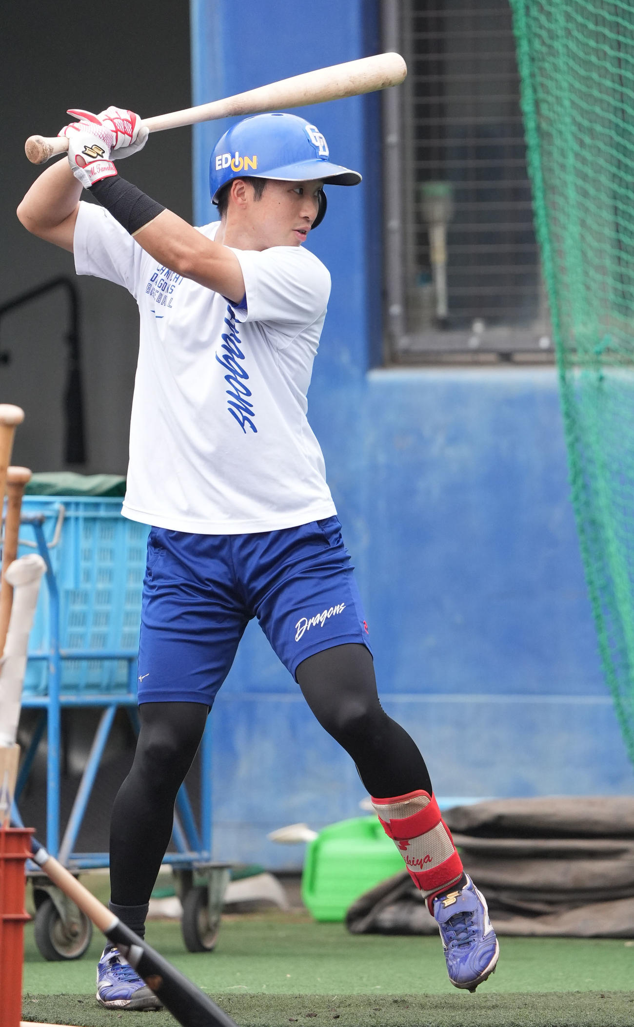 打撃練習をする田中（撮影・森本幸一）