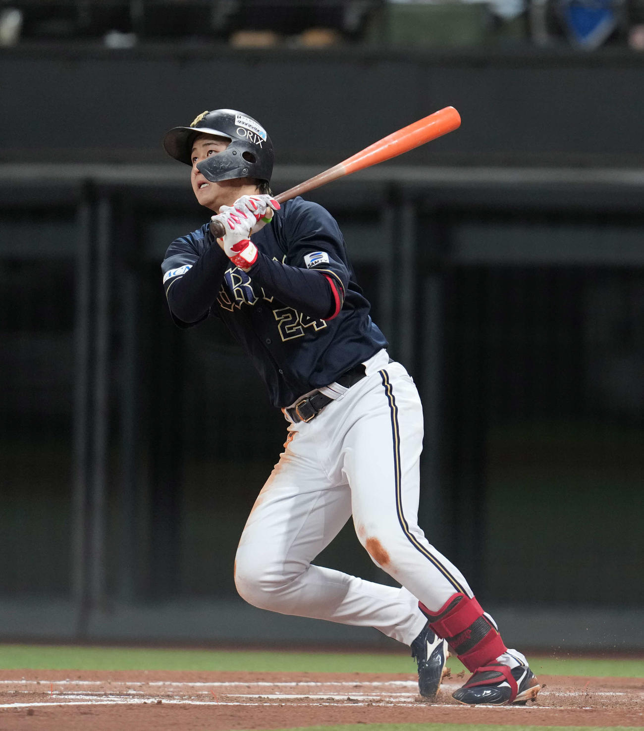 日本ハム対オリックス　3回表オリックス無死一、三塁、3点本塁打を放つ紅林（撮影・井上学）