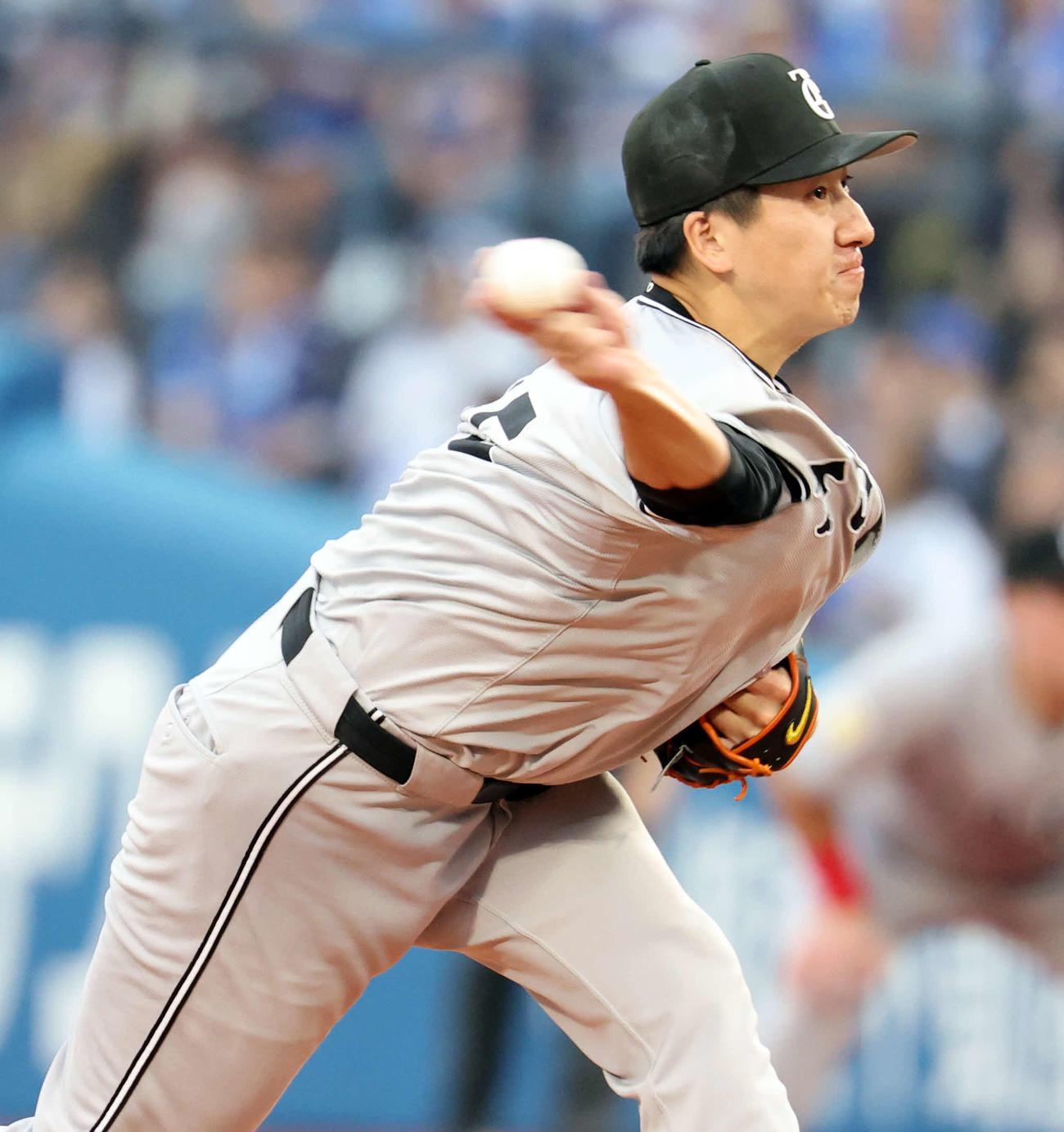 DeNA対巨人　7回裏DeNA1死一塁の場面で登板した大勢（撮影・浅見桂子）