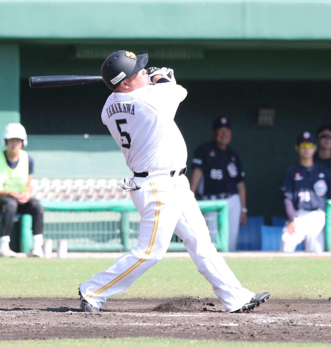 ソフトバンク対斗山ベアーズ　2回裏ソフトバンク2死、山川は中飛に終わる（撮影・梅根麻紀）