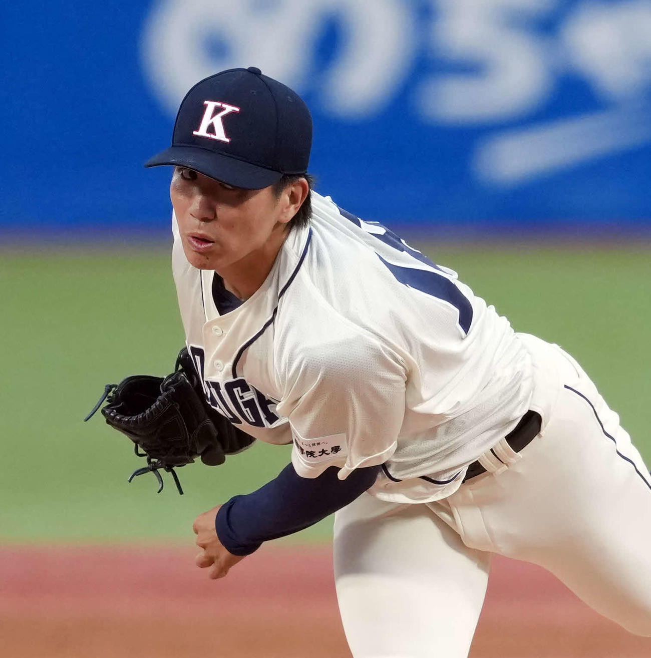 亜大対国学院大　先発の国学院大・當山（撮影・小島史椰）