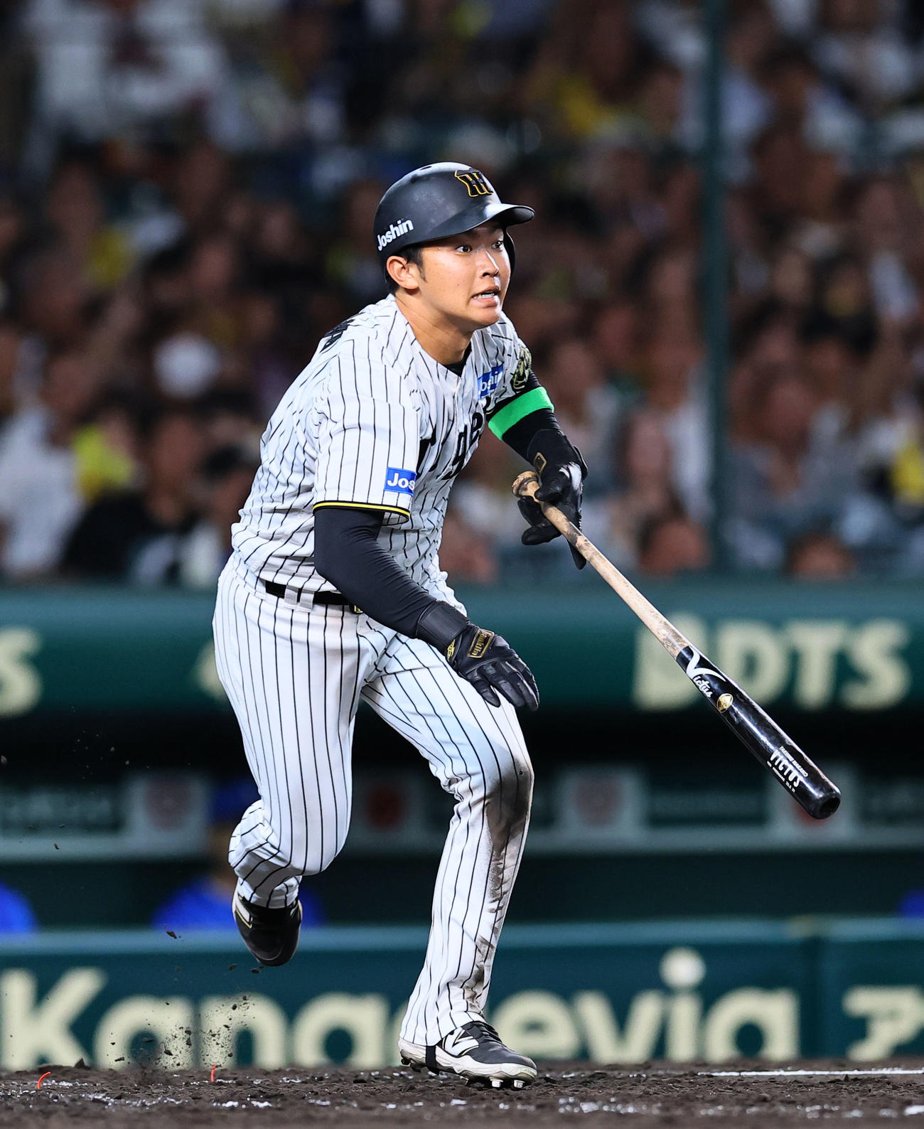 阪神対DeNA 5回裏阪神無死、中川は右前打を放つ（撮影・藤尾明華）