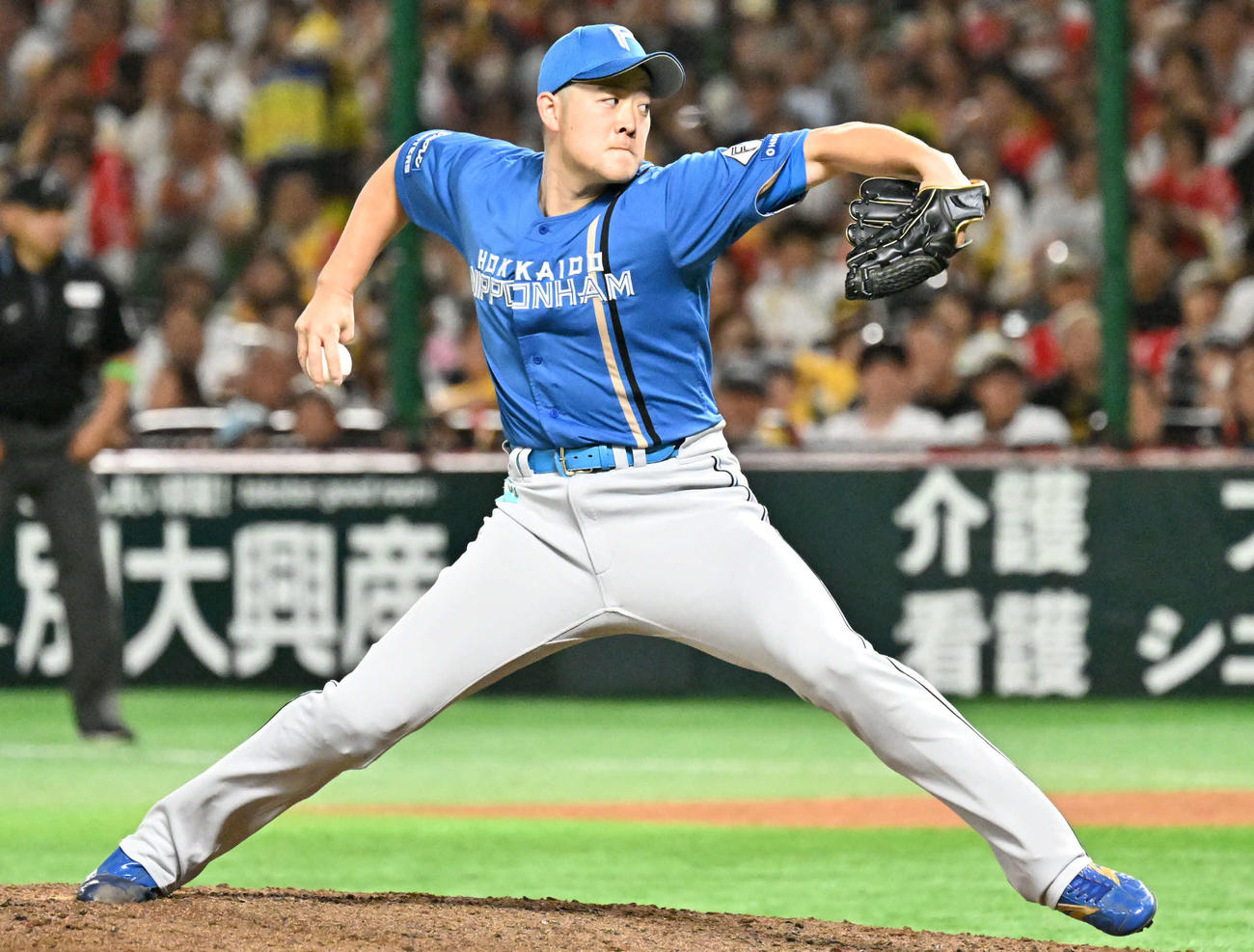 ソフトバンク対日本ハム　日本ハム4番手投手の斉藤（撮影・林敢治）