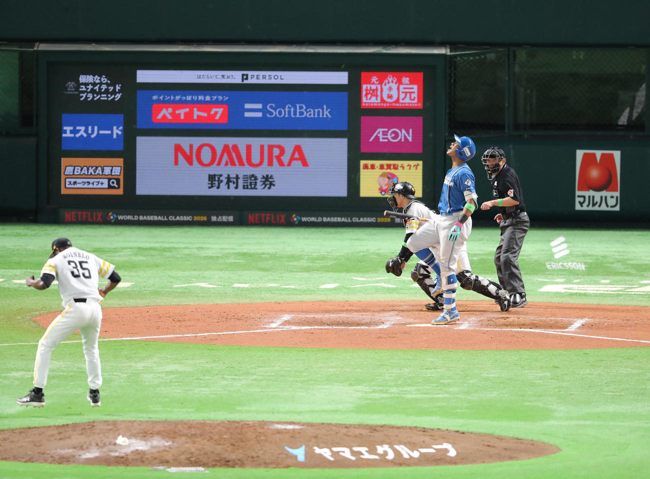 ソフトバンク対日本ハム　7回表日本ハム2死、万波は見逃しの三振に終わる（撮影・梅根麻紀）