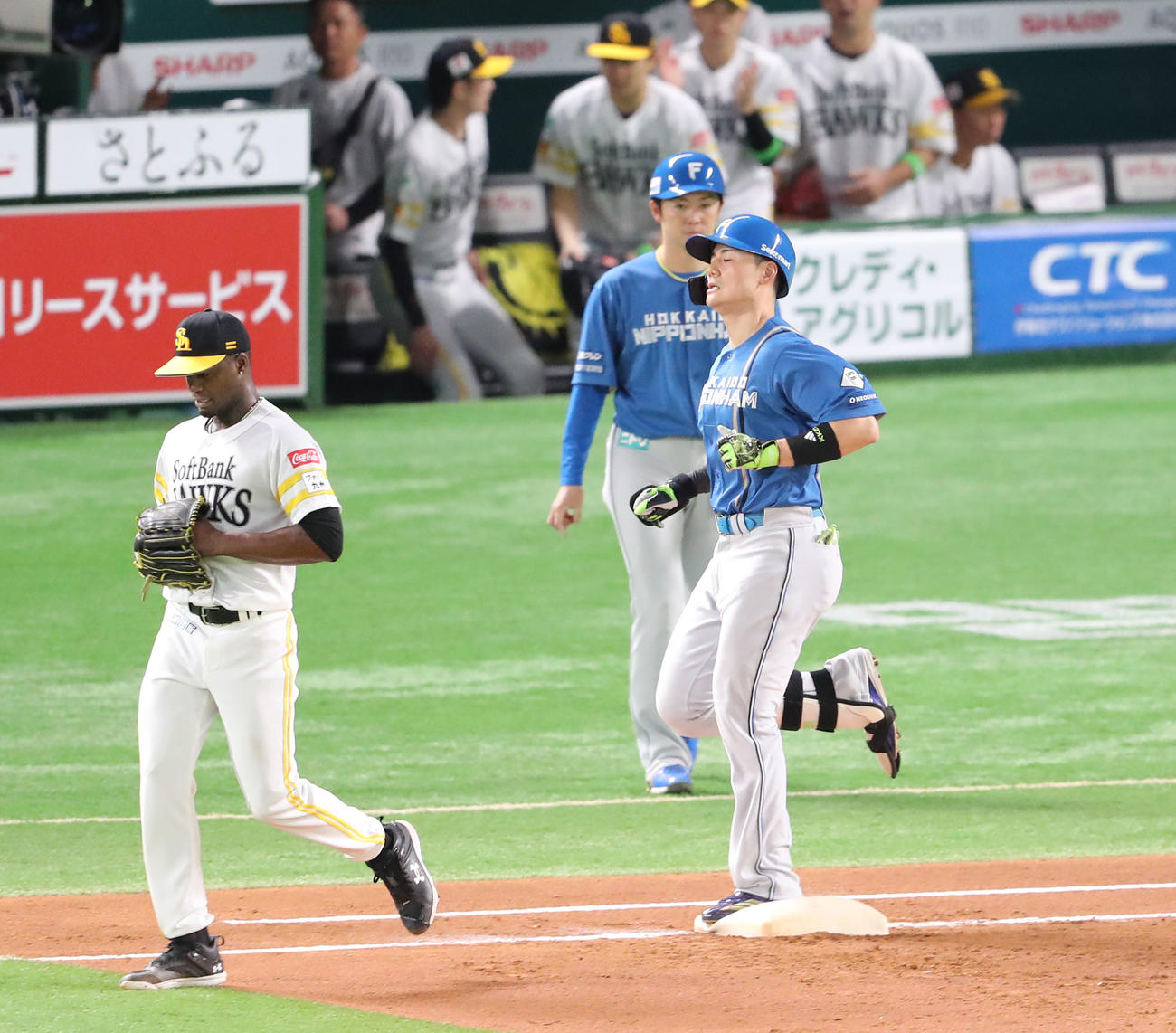 ソフトバンク対日本ハム　1回表日本ハム2死満塁、清宮幸は一ゴロに終わる（撮影・梅根麻紀）