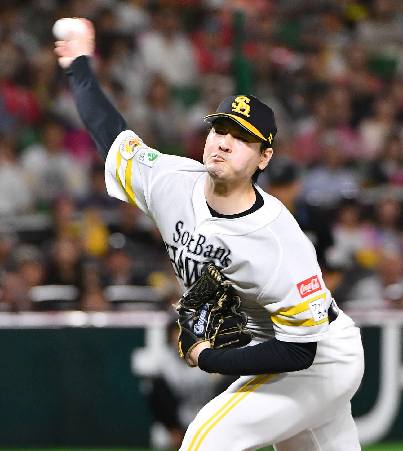 ソフトバンク対日本ハム　ソフトバンク先発の有原（撮影・岩下翔太）