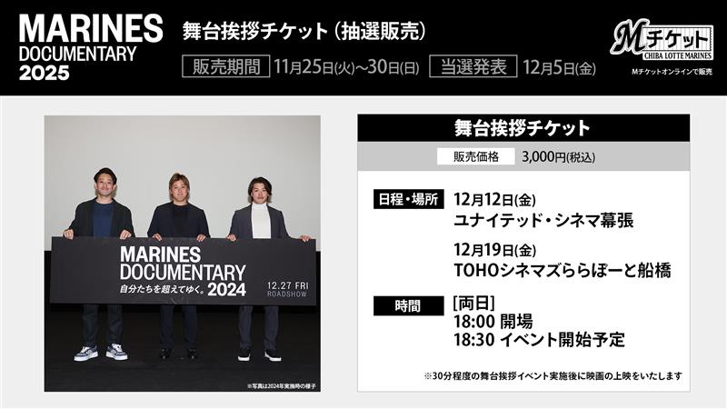 ドキュメンタリー映画舞台あいさつ（球団提供）