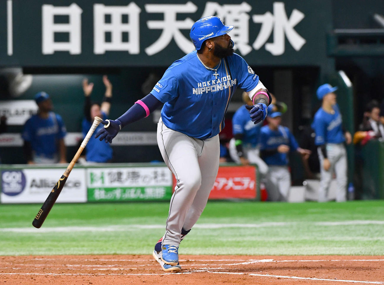 ソフトバンク対日本ハム　4回表日本ハム無死、レイエスは左越え本塁打を放つ（撮影・岩下翔太）