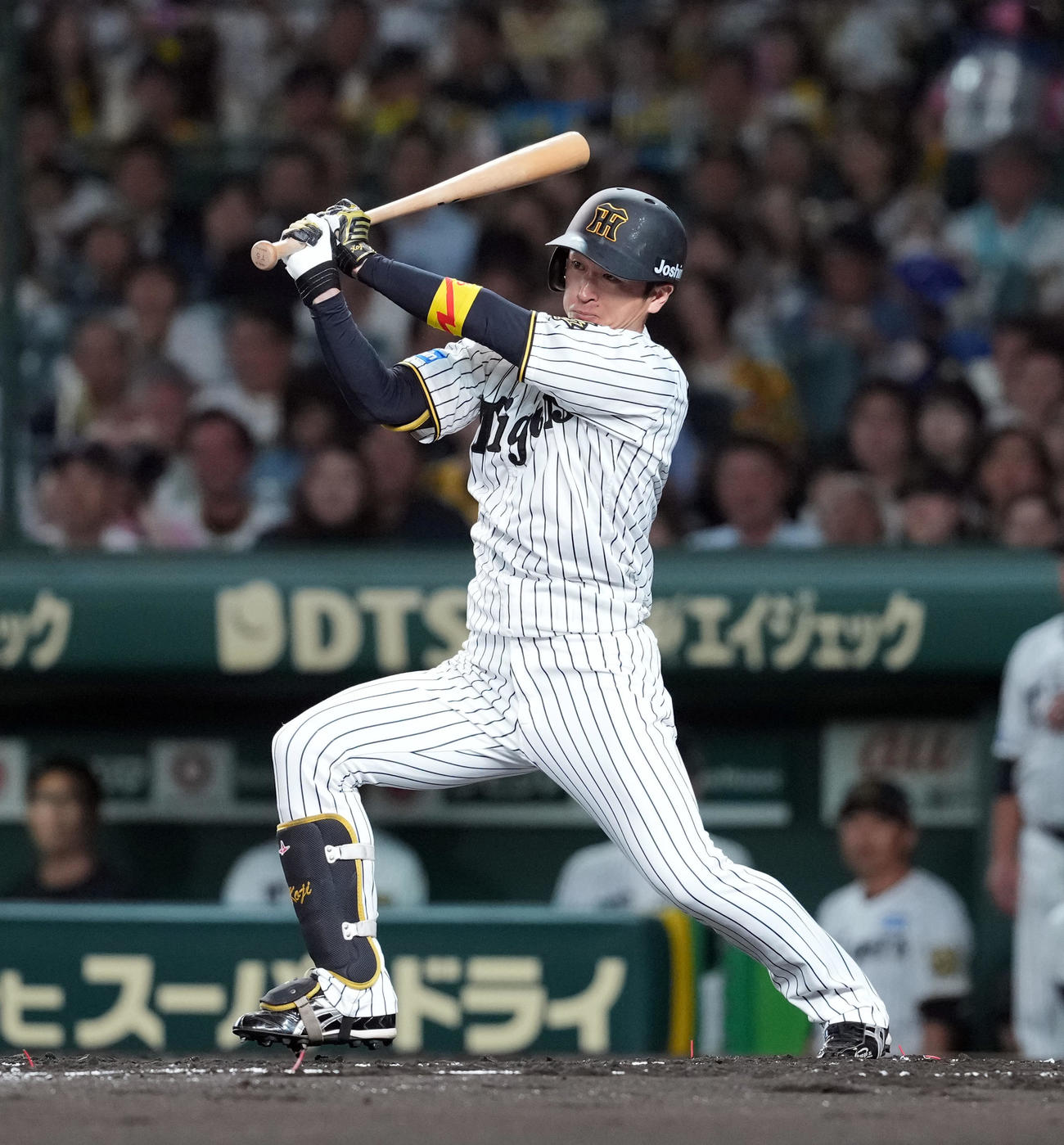 阪神対DeNA 1回裏阪神無死、左前打を放つ近本（撮影・たえ見朱実）