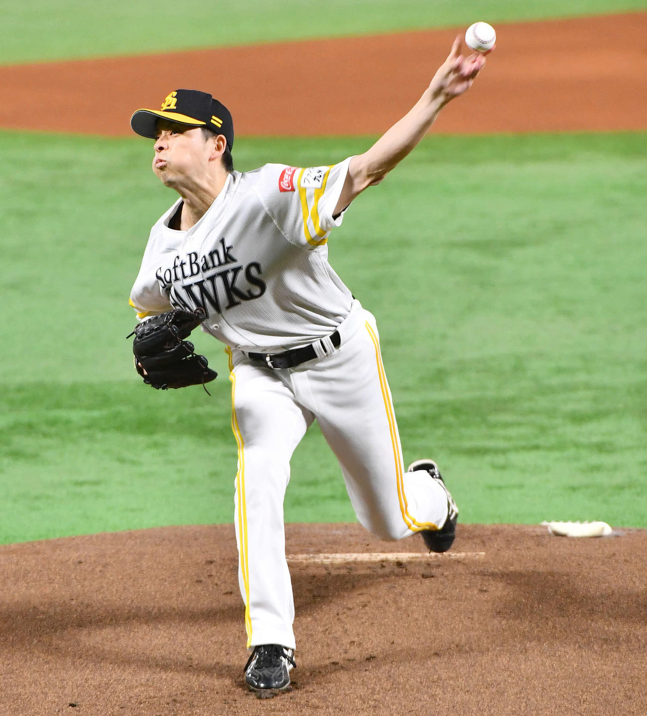 ソフトバンク対日本ハム　ソフトバンク先発の大関（撮影・岩下翔太）