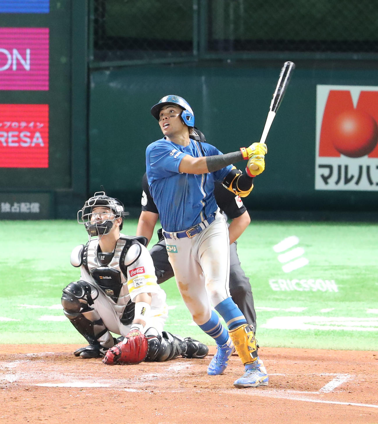 ソフトバンク対日本ハム　4回表日本ハム1死、水谷は右越えに本塁打を放つ（撮影・梅根麻紀）