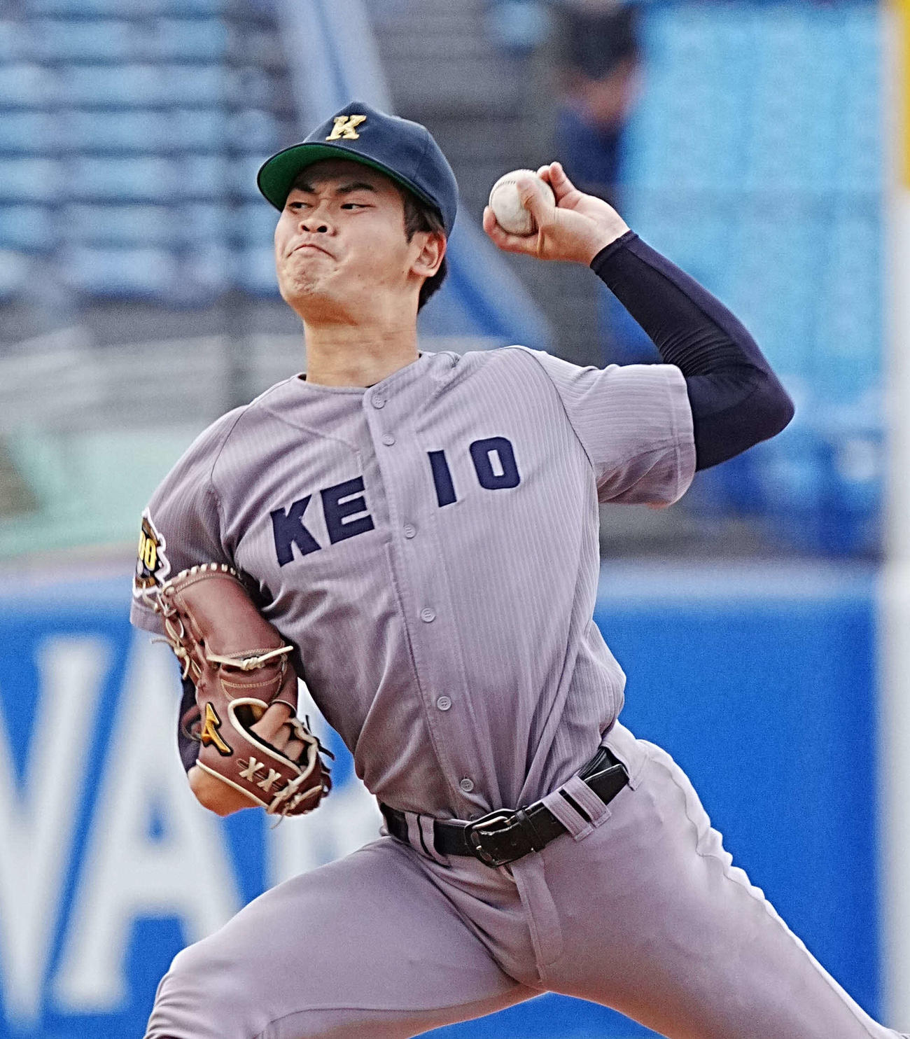 慶大対立大　慶大先発の渡辺和（撮影・小沢裕）