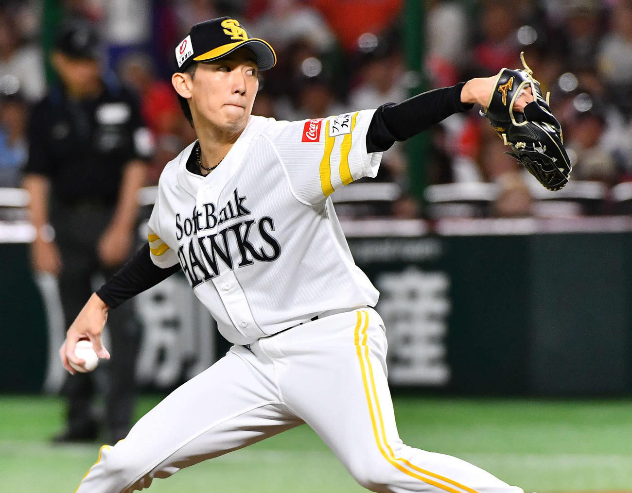 ソフトバンク対日本ハム　ソフトバンク先発の大津（撮影・岩下翔太）
