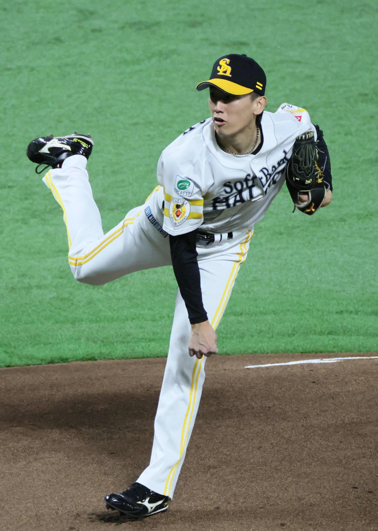 ソフトバンク対日本ハム　ソフトバンク先発の大津（撮影・加藤孝規）