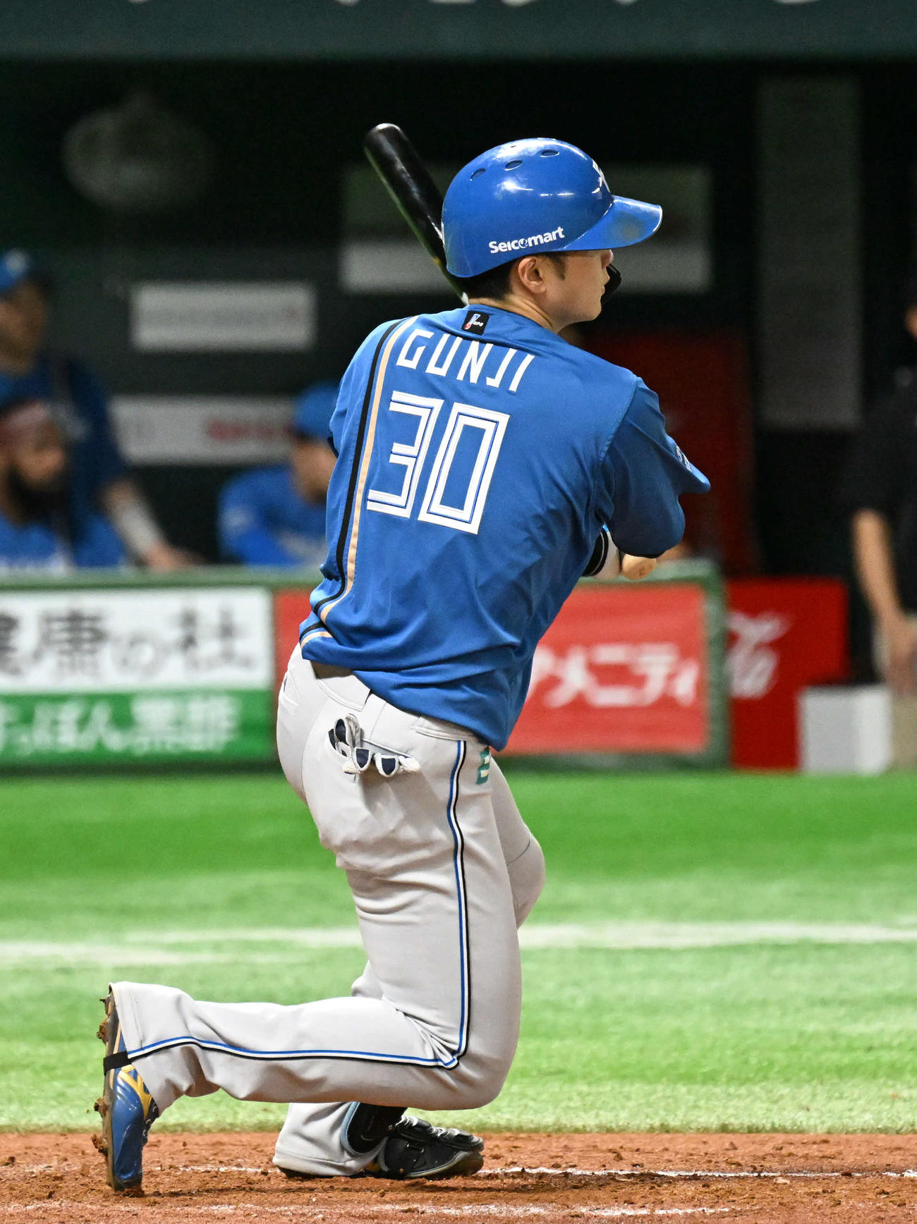 ソフトバンク対日本ハム　4回表日本ハム1死二塁、郡司は同点適時打を放つ（撮影・林敢治）