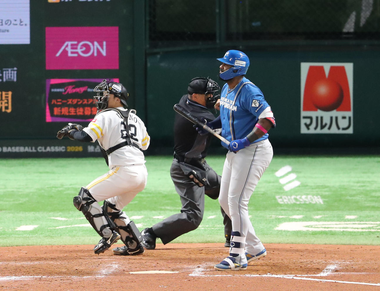 ソフトバンク対日本ハム　9回表日本ハム1死、レイエスは見逃しの三振に終わる（撮影・梅根麻紀）
